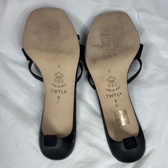 Brighton Shoes Women 8 Black Leather Silver Rhinestone Throne Heel Made Italy - Picture 16 of 16